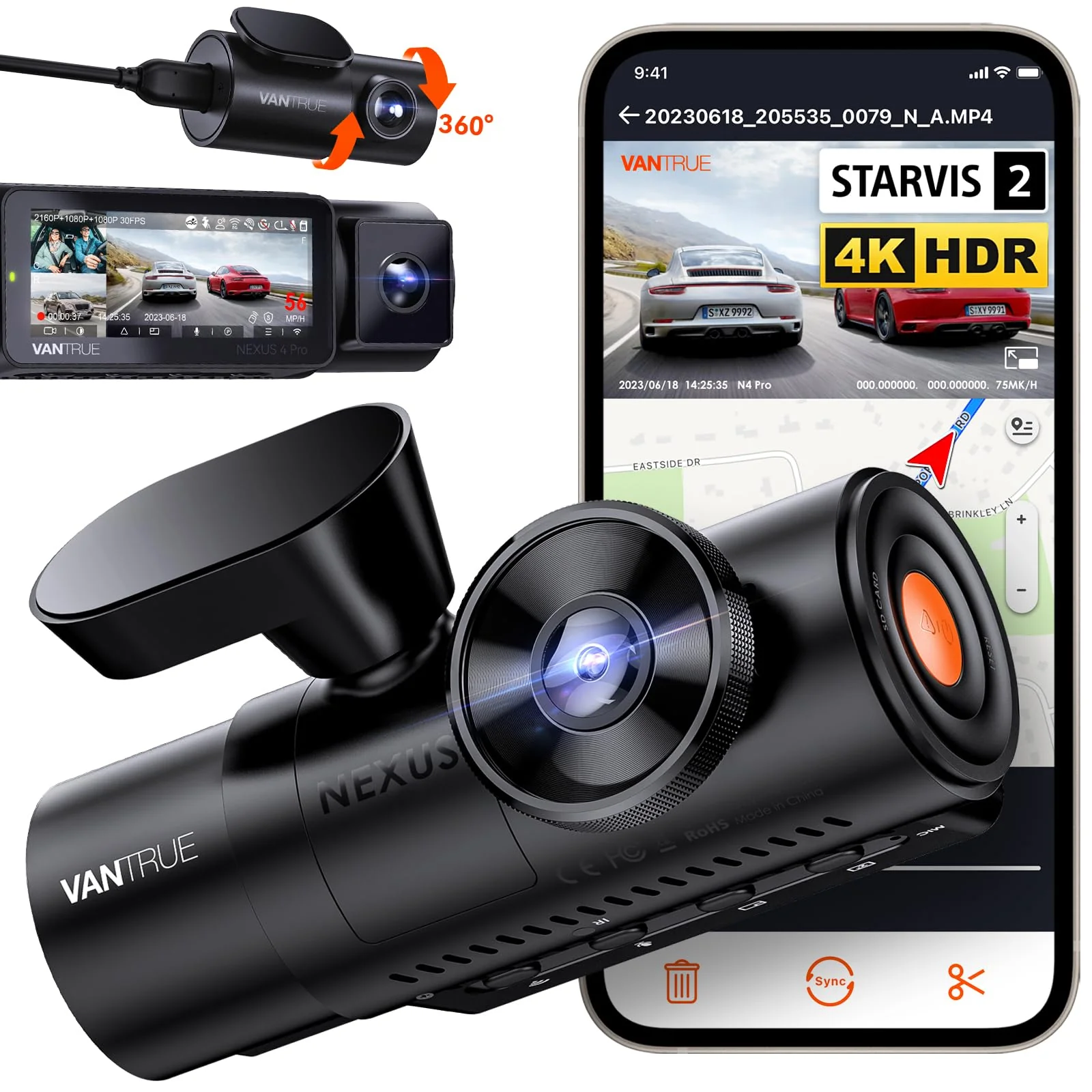 32BA593D-DA66-3655-DF19-36A9F2556DD8 Vantrue N4 Pro 3 Channel 4K WiFi Dash Cam - Image 1