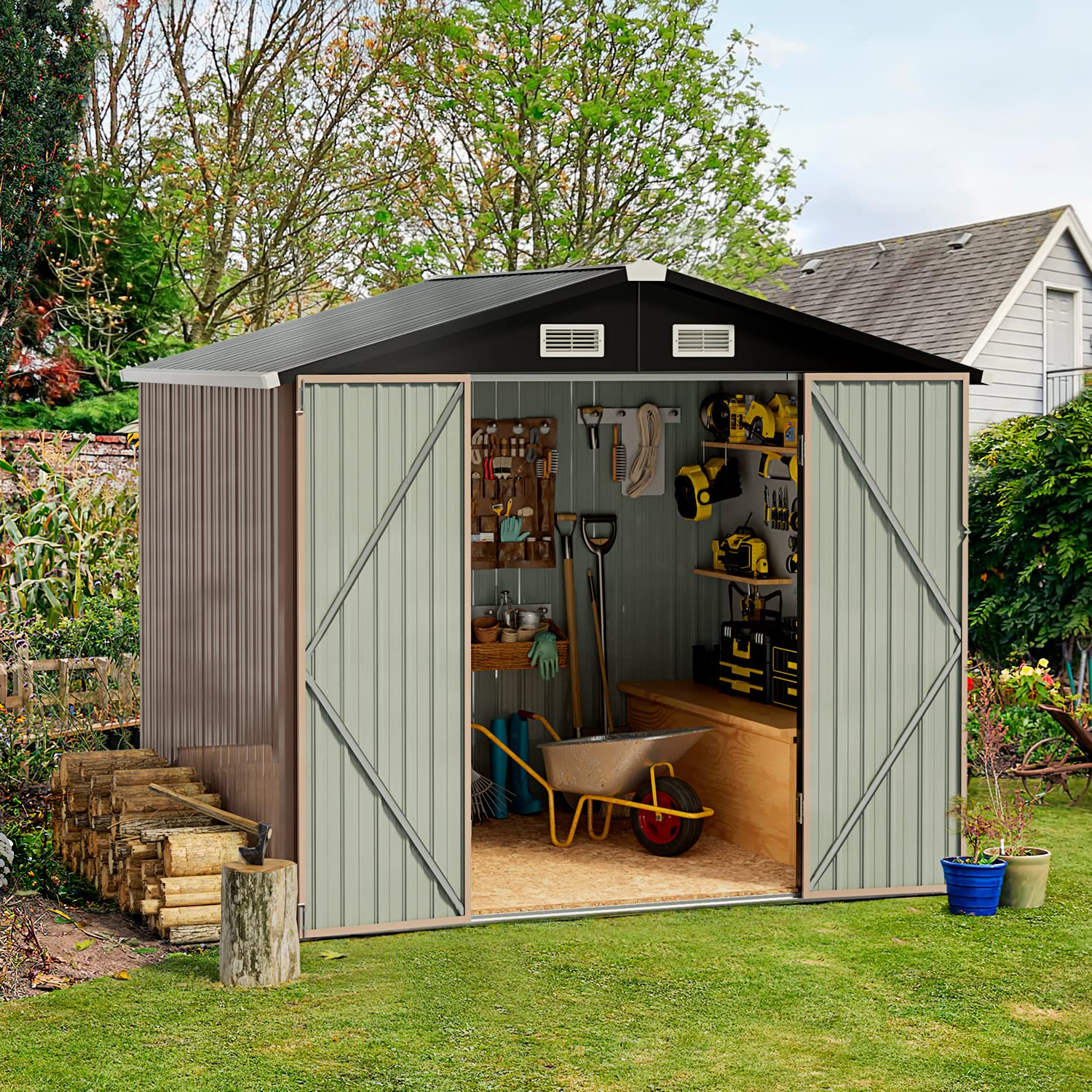 85B0EC18-8C9C-9321-4B9A-B3513DA7E733 Aoxun 6.4x4 FT Outdoor Storage Shed for Tool, Garden - Image 1