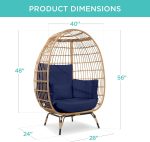 Best Choice Products Wicker Egg Chair, Oversized Indoor Outdoor Lounger for Patio, Backyard, Living Room w/ 4 Cushions, Steel Frame, 440lb Capacity - Ivory - Image 13